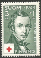 396 Finland 1948 Zachris Topelius Croix Rouge Red Cross Rotes Kreuz MNH ** Neuf SC (FIN-143c) - Médecine