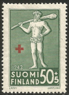 396 Finland 1943 Croix Rouge Red Cross Lappland Rotes Kreuz MLH * Neuf (FIN-141) - Médecine