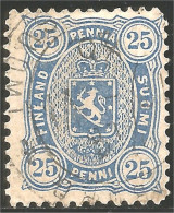 396 Finland 25p Blue Bleu 1885 Lion Very Fine Centered CDS Très Beau Centré (FIN-75) - Used Stamps