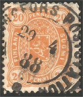 396 Finland 20p Orange 1885 Lion Very Fine Centered CDS Très Beau Centré (FIN-74) - Used Stamps