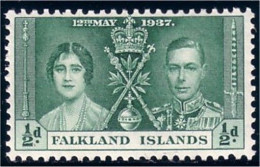 393 Falklands Coronation 1937 MH * Neuf CH (FAL-42) - Case Reali