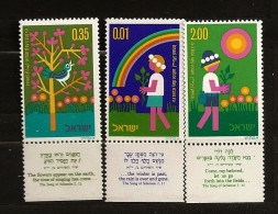 Israël Israel 1975 N° 566 / 8 Avec Tab ** Fêtes Des Arbres, Arc-en-ciel, Oiseau, Soleil, Plantation, Jardinage, Ecologie - Nuovi (con Tab)