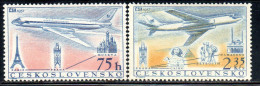 CZECHOSLOVAKIA CECOSLOVACCHIA 1957 AIR POST MAIL AIRMAIL AIRLINE MOSCOW-PRAGUE-PARIS COMPLETE SET SERIE COMPLETA MNH - Corréo Aéreo