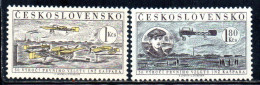 CZECHOSLOVAKIA CECOSLOVACCHIA 1959 AIR POST MAIL AIRMAIL JAN KASPAR'S FLIGHT CZECH PLANE COMPLETE SET SERIE COMPLETA MNH - Luftpost