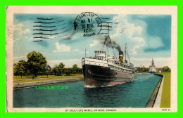 SAULT STE MARIE, ONTARIO - CANAL WITH SHIPS - TRAVEL IN 1951 -  PUB. BY VALENTINE-BLACK CO LTD - - Altri & Non Classificati