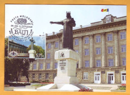 2021 Moldova Moldavie MAXICARD 600 Years Of Balti, Monument, Stefan Cel Mare, Architecture, Block Mint - Denkmäler