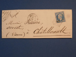 DL 5  FRANCE BELLE  LETTRE  1860 ORLEANS   A CHATELLERAULT     ++N°14++    AFF..INTERESSANT +++ + - 1849-1876: Periodo Clásico