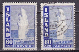 IS036C – ISLANDE – ICELAND – 1943-47 – THE GREAT GEYSER – SC # 208A/Ac USED 12 € - Gebraucht