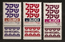 Israël Israel 1981 N° 799 / 801 Avec Tab ** Courant, Sheqel, Monnaie Nationale De L'état D'Israël, Unité Monétaire - Unused Stamps (with Tabs)