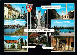 73266791 Straubing Innenstadt Brunnen Turm Dreifaltigkeitssaeule Donauufer Schlo - Straubing
