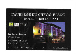 Carte De Visite HÔTEL RESTAURANT - L'Auberge Du Cheval Blanc - 56150 BAUD - - Other & Unclassified