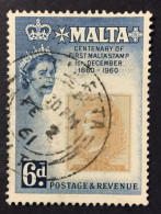 1960 Malta - Queen Elizabeth II Centenary Of ;Malta's First Postage Stamp - Malta