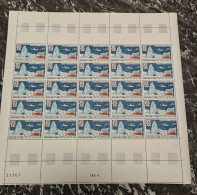 FEUILLE COMPLETE - 25 TIMBRES - EXPEDITIONS POLAIRES - YT N° 1574 - ANNEE 1968 - Feuilles Complètes