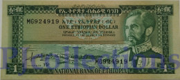 ETHIOPIA 1 DOLLAR 1966 PICK 25a AUNC W/LIGHT STAINS ON THE LEFT EDGE - Etiopía