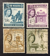 1956 Malta -  Queen Elizabeth II . Mdina Gate, Les Gavroches, Monument Of Christ The King, Vedette - Used - Malta