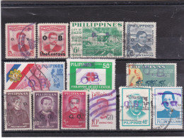 9 TIMBRES SURCHAGES OB + 4 TIMBRES SURCHAGES GO OBLITERES - Philippines