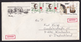 Poland: Express Cover To Germany, 1992, 3 Stamps, Funk, Science, CEPT, Europa, Ship Columbus, Label (minor Damage) - Storia Postale