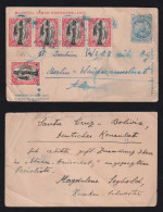 Bolivia 1927 Uprated Stationery Postcard 5c 1917 SANTA CRUZ X BERLIN WAIDMANNSLUST - Bolivie
