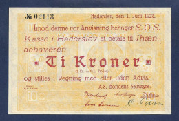 Denmark Haderslev 10 Kroner 1927 UNC - Dänemark