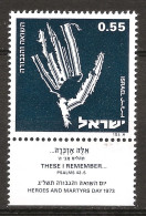 Israël Israel 1973 N° 519 ** Holocauste, Main, Squelette, Nazis, Camps D'Extermination, Shoah, WW2, Chambre à Gaz Hitler - Neufs (avec Tabs)