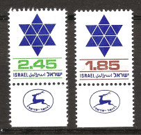 Israël Israel 1975 N° 594 / 5 ** Courant, Remplacement, Etoile à 6 Branches, Etoile De David, Drapeau, Judaïsme, Gazelle - Neufs (avec Tabs)
