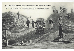 Carte Postale Raid Pékin - Paris Sur Automobile De Dion - Bouton Collignon Dans La Descente Rapide Du Bac à Spassi - Rally