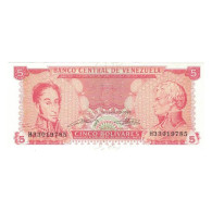 Billet, Venezuela, 5 Bolivares, 1989, 1989-09-21, KM:70b, NEUF - Venezuela
