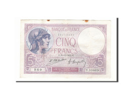 Billet, France, 5 Francs, 5 F 1917-1940 ''Violet'', 1922, 1922-10-19, TTB - 5 F 1917-1940 ''Violet''