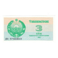 Billet, Ouzbékistan, 3 Sum, 1992, KM:62a, NEUF - Uzbekistan