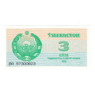 Billet, Ouzbékistan, 3 Sum, 1992, KM:62a, NEUF - Uzbekistán