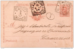 1897  CARTOLINA CON ANNULLO CINGOLI MACERATA - Stamped Stationery