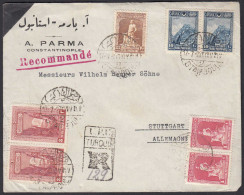 Türkei - Turkey 1927 R-Brief A.PARMA Aus Constantinopel Nach Stuttgart   (28414 - Autres & Non Classés