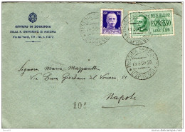 1939  LETTERA ESPRESSO INTESTATA ISTITUTO DI ZOOLOGIA CON ANNULLO MESSINA   - - Correo Urgente