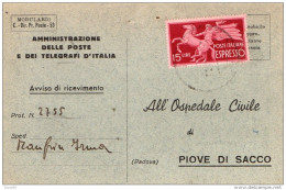 1948 CARTOLINA ESPRESSO - Correo Urgente/neumático