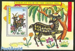 Tokelau Islands 2003 Year Of The Sheep S/s, Mint NH, Nature - Various - Cattle - New Year - Neujahr