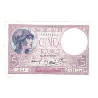 France, 5 Francs, Violet, 1939, O.58332, TTB+, Fayette:F04.1, KM:83 - 5 F 1917-1940 ''Violet''