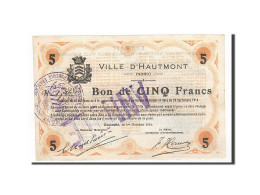 Billet, France, Hautmont, 5 Francs, 1914, TTB, Pirot:59-1291 - Buoni & Necessità