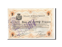 Billet, France, Hautmont, 5 Francs, 1914, TTB, Pirot:59-1291 - Bonos