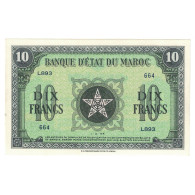 Billet, Maroc, 10 Francs, 1943, 1944-03-01, KM:25a, SPL - Marocco