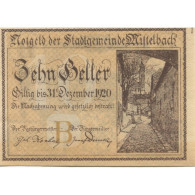 Billet, Autriche, Mistelbach, 10 Heller, Rue 1920-12-31, SPL, Mehl:FS 614b - Oesterreich