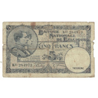 Billet, Belgique, 5 Francs, KM:97a, B - 5 Franchi