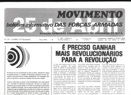 25 De Abril De 1974. Boletim Do MFA, Movimento Das Forças Armadas. 8 Páginas.April 25. MFA Bulletin, 1974 Armed Forces M - Covers & Documents