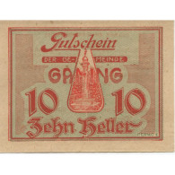 Billet, Autriche, Gaming, 10 Heller, Monument 1, 1920-12-31, SPL, Mehl:FS 220a - Austria