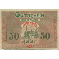 Billet, Autriche, Gaming, 50 Heller, Eglise, 1920, 1920-12-31, SPL, Mehl:FS 220a - Oesterreich