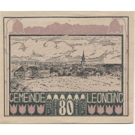 Billet, Autriche, Leonding, 80 Heller, Village, 1920, SPL, Mehl:FS 513a - Austria