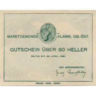 Billet, Autriche, Klamm, 50 Heller, Village, 1921, 1921-04-30, SPL, Mehl:FS 453b - Austria