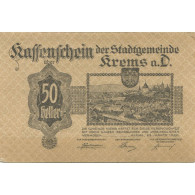Billet, Autriche, Krems, 50 Heller, Blason, 1920, 1920-08-31, SPL, Mehl:FS 472I - Oesterreich