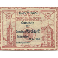 Billet, Autriche, Vorchdorf, 50 Heller, Eglise 1920-12-31, SPL Mehl:FS 1119a - Oesterreich