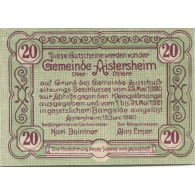 Billet, Autriche, Aistersheim, 20 Heller, Eglise 1921-05-31, SPL, Mehl:FS 15a - Austria