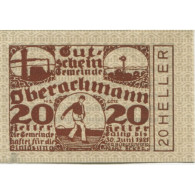 Billet, Autriche, Oberachmann, 20 Heller Personnage 1921-06-30, SPL Mehl:FS 680b - Austria
